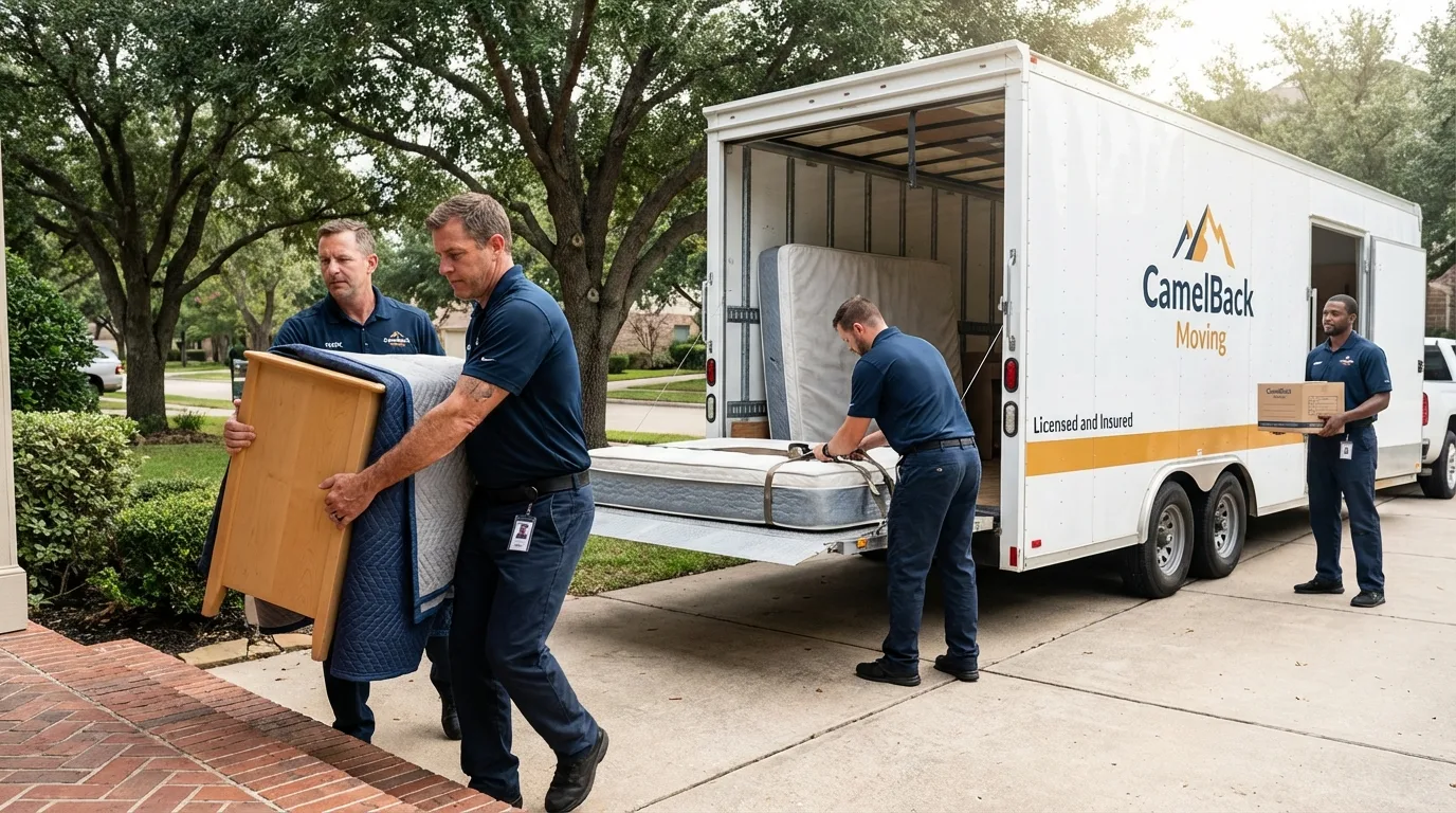 Crew loading residential truck for cross-state move from Rosemount, MN